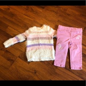 Set- Cat & Jack Sweater 12mnths. Crazy8 pants 12-18 months